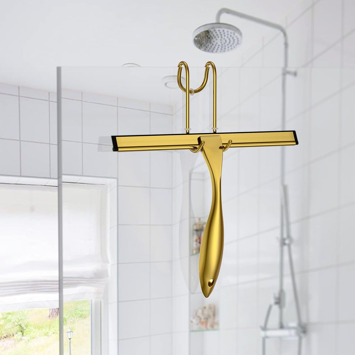 Shower Squeegee and Window Squeegee, Stainless Steel, 100% Streak-Free, Cleaner for Bathroom