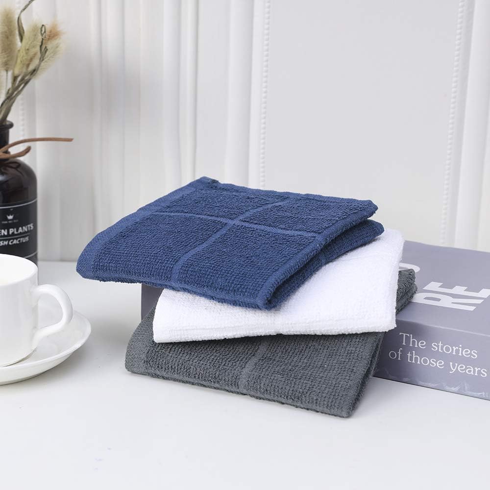 Glynniss Blue Dish Cloths Kitchen Highly Absorbent Navy Dish Rags 100% Cotton Dish Cloths for