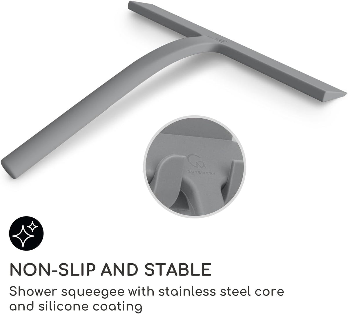 GÜTEWERK Shower Squeegee for Glass Doors, Silicone Window Squeegee, Bathroom and Glass Cleaning