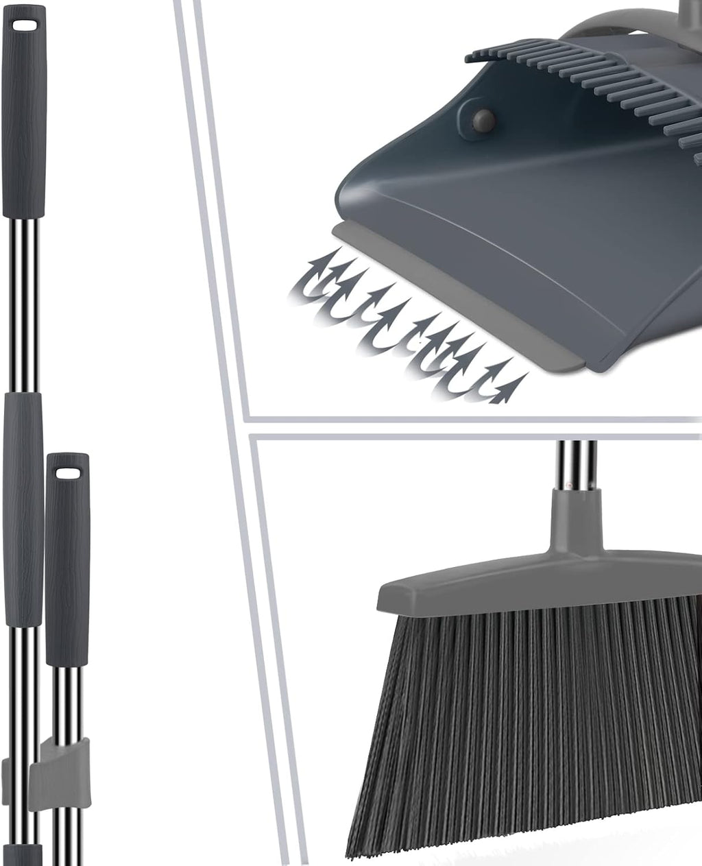 Broom and Dustpan Set, Dust pan with Long Handle, Broom with Dustpan Combo Set, Broom and Dustpan