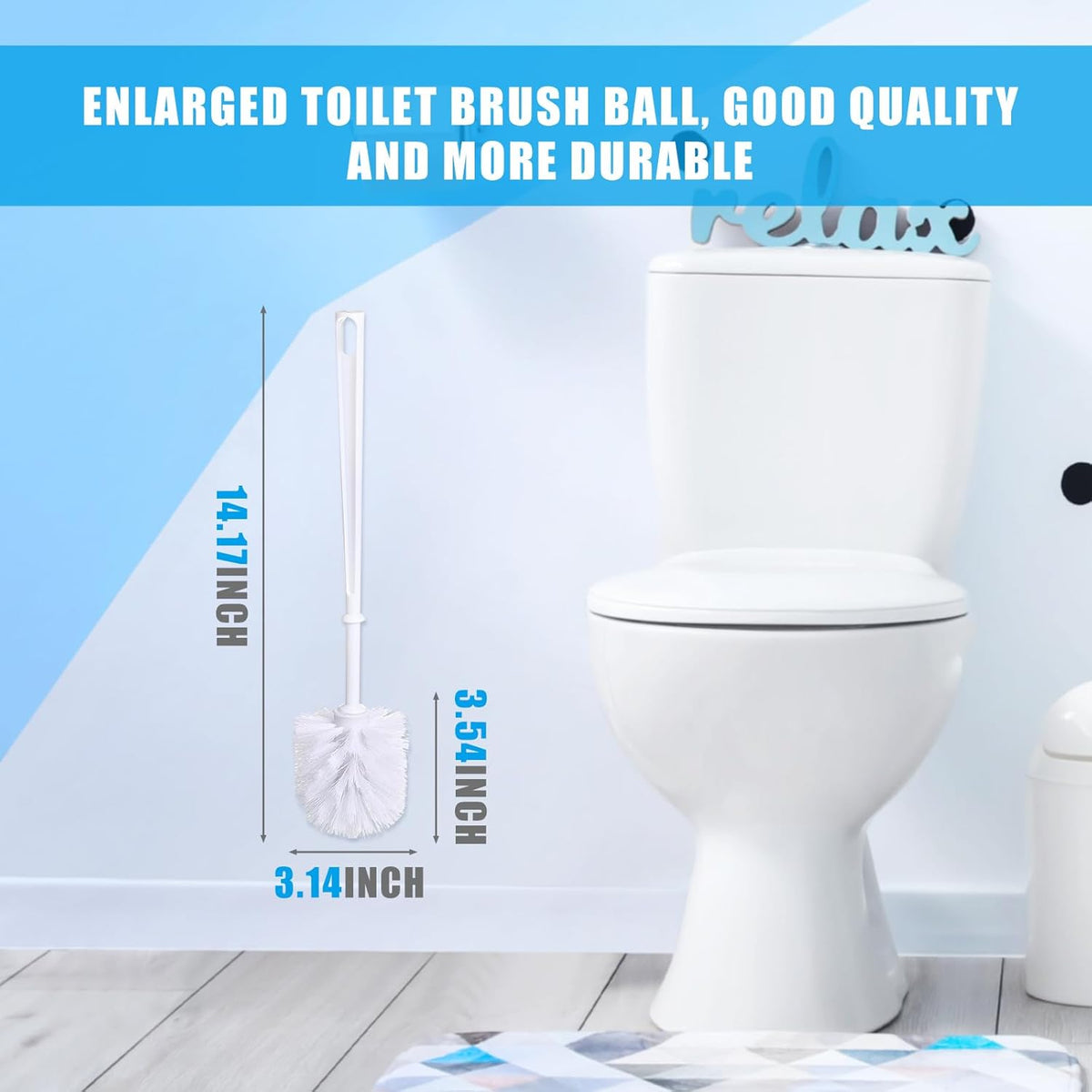 Mimorou 50 Pcs White Toilet Brush, Bathroom Toilet Bowl Brush, Soft Bristle Long Handle Plastic