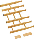 6 Pack Bamboo Drawer Dividers with 12 Inserts, Expandable Adjustable Clothes Drawer Organizers and