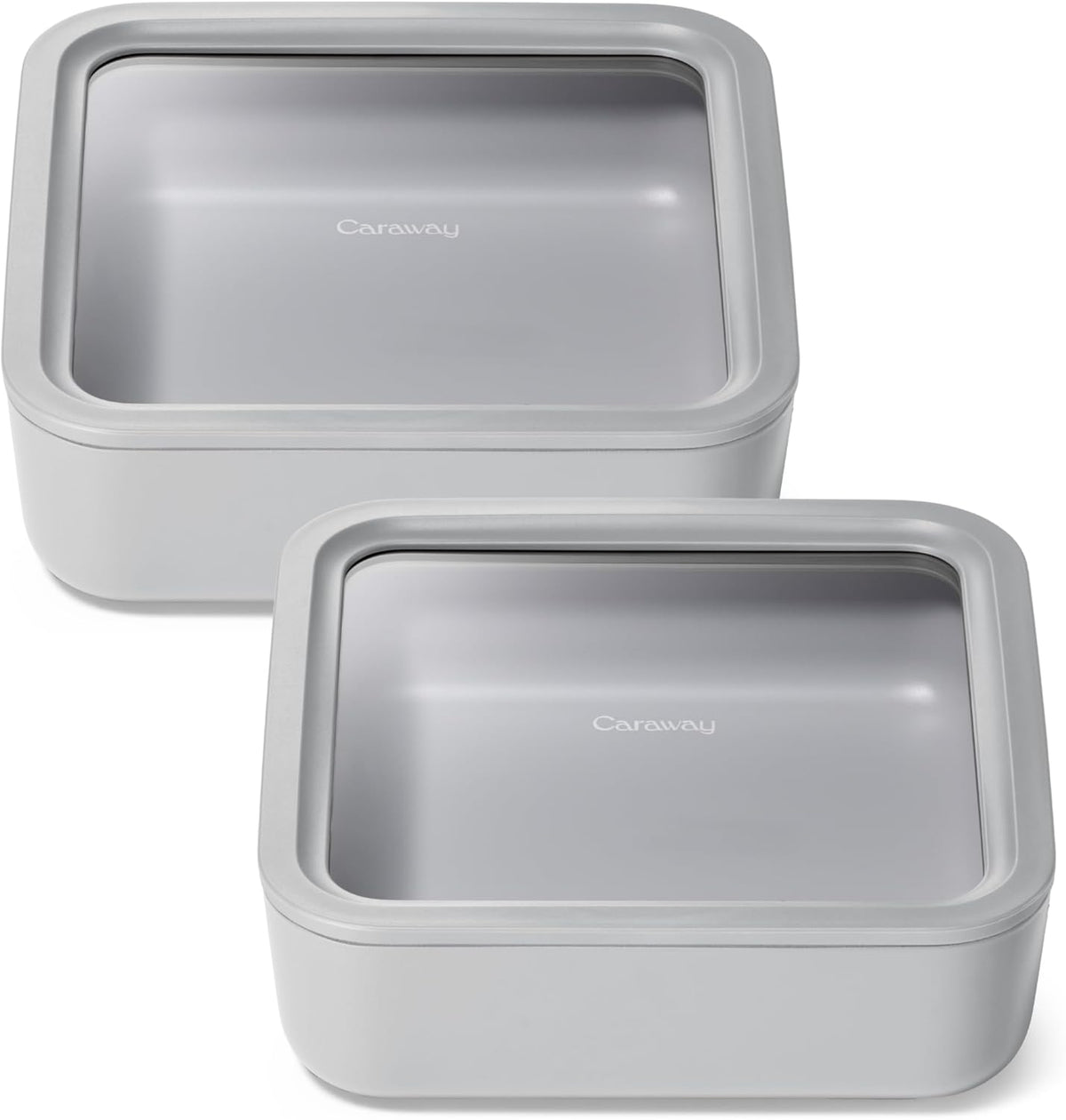 Caraway 2pc Glass Food Storage Set - 10 Cup Food Containers (2) - Ceramic Coated - Non Toxic, Non