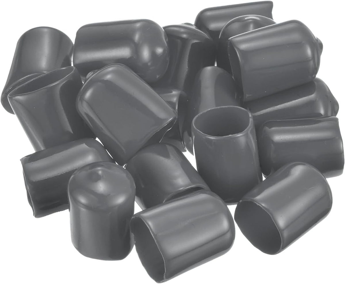 uxcell 20pcs Rubber End Caps 14.5mm ID Vinyl Round Tube Bolt Cap Cover Thread Protectors Dark Grey