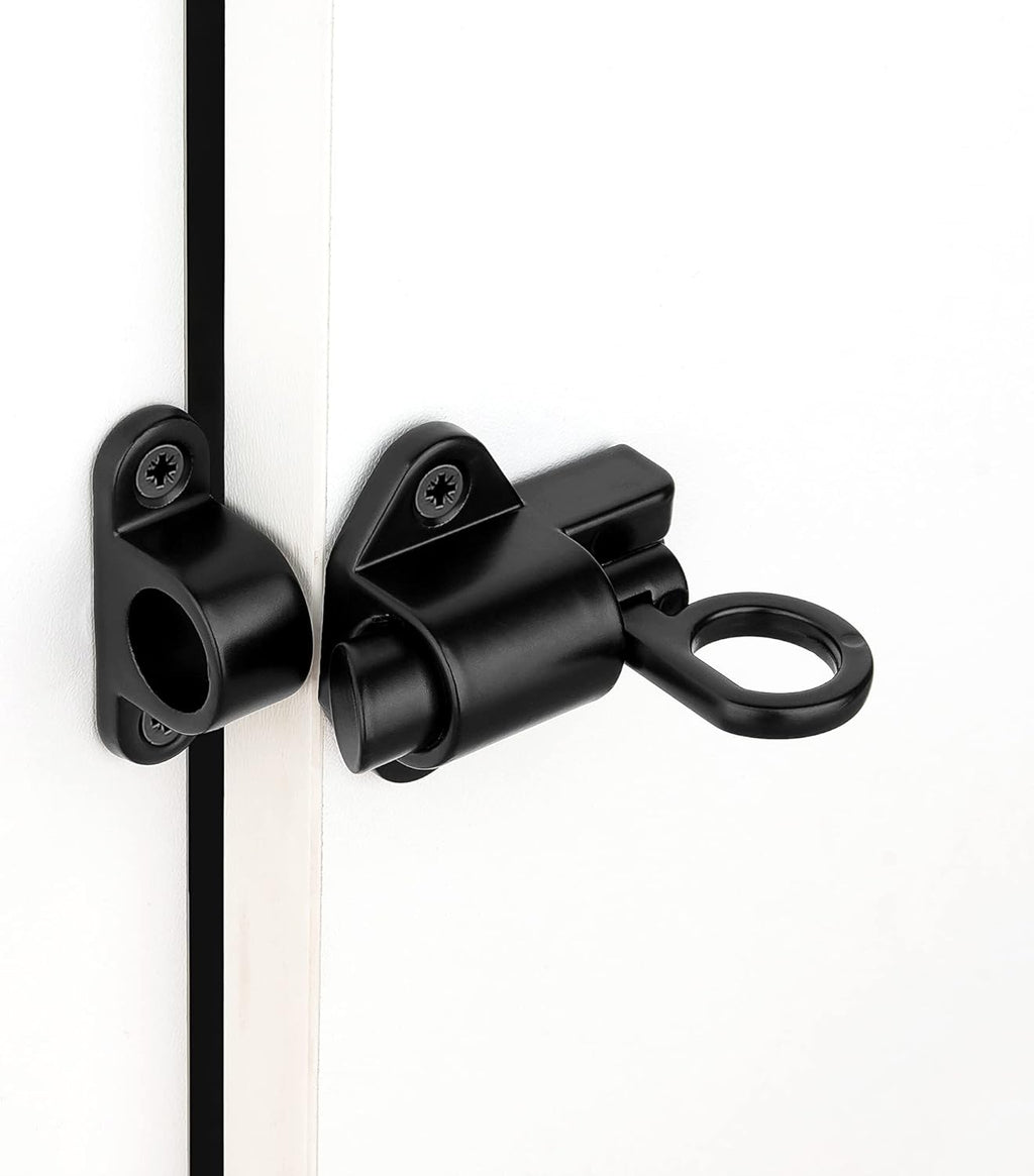 4 Packs Self-Closing Latches，Black Spring Door Lock，Resilient Bolt Latch Aluminum Alloy Safety