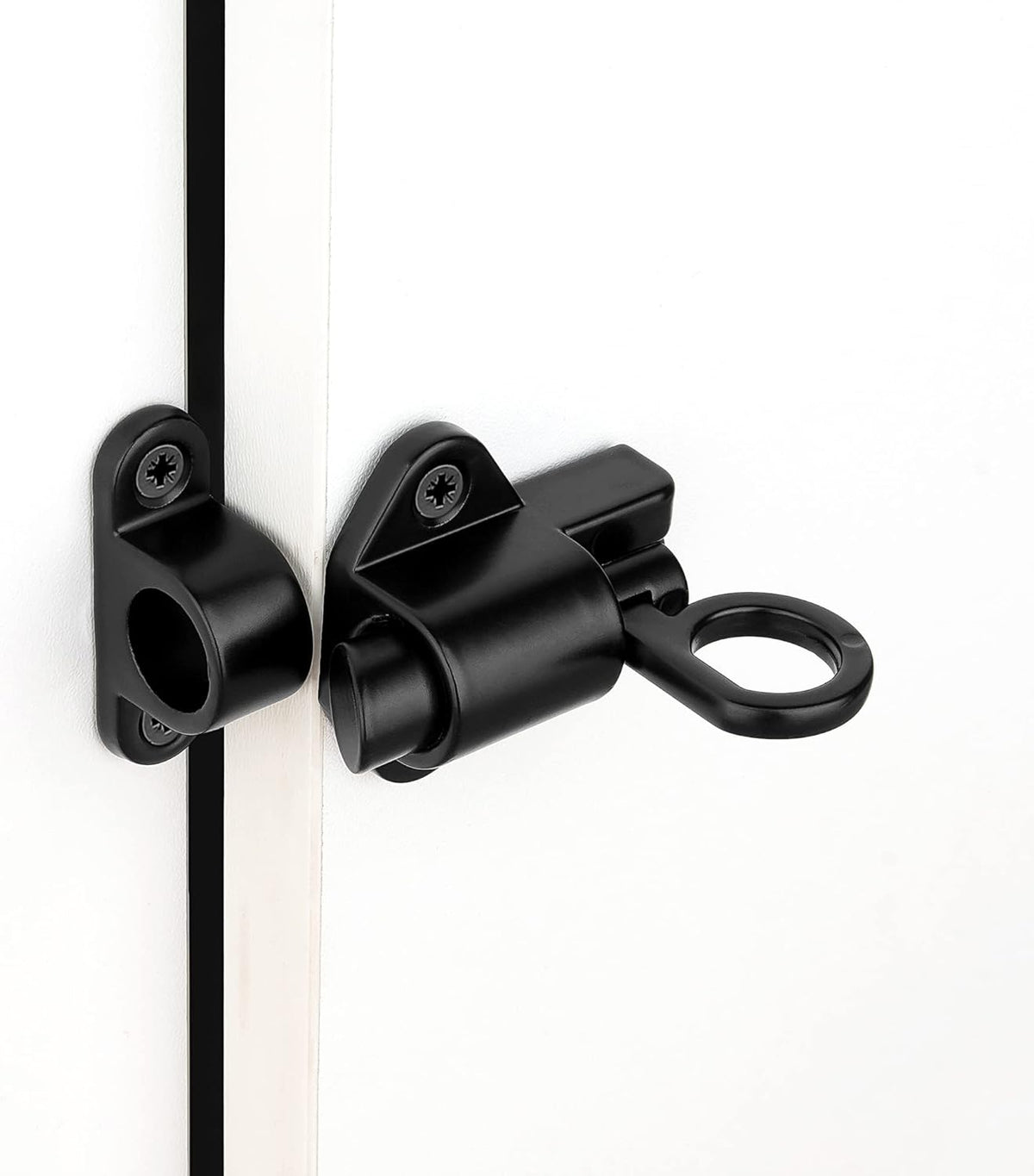 4 Packs Self-Closing Latches，Black Spring Door Lock，Resilient Bolt Latch Aluminum Alloy Safety