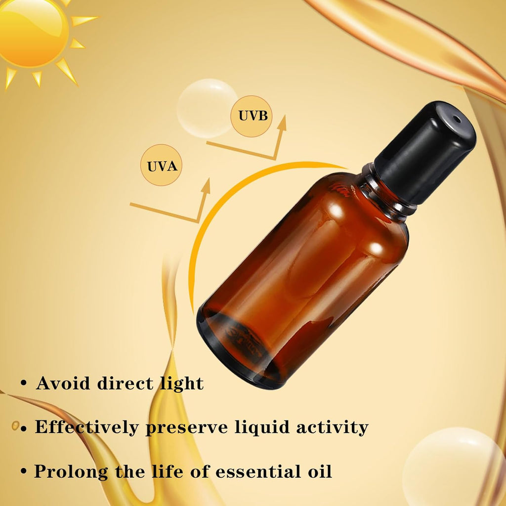 10ML Roller Bottles for Essential Oil, 4 Pack Empty Amber Glass Roller Bottle for Perfume Oil, Roll