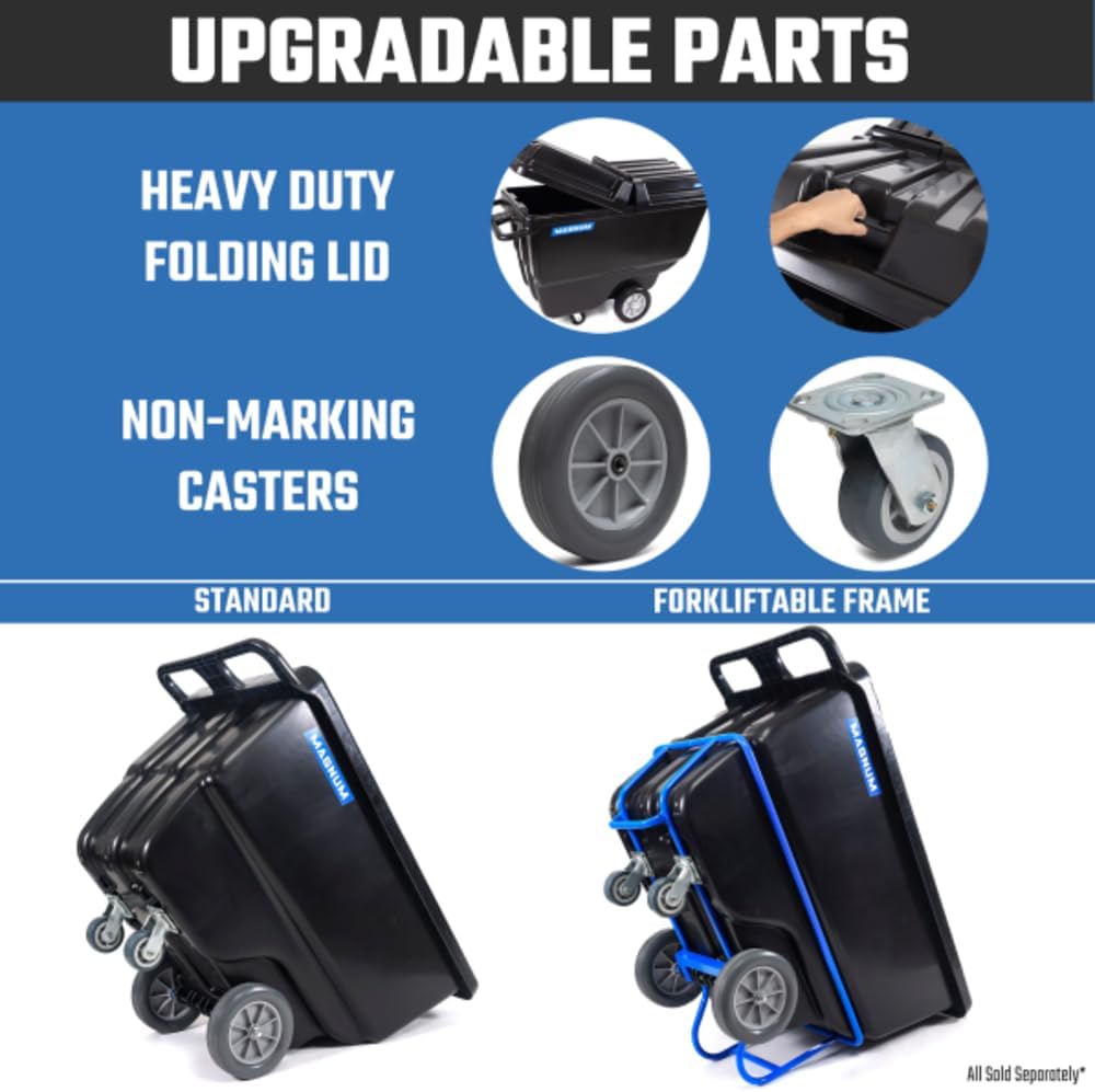 Tilt Truck, 1/2 Cu. Yd. Capacity Dump Cart with Heavy Duty 12” Wheels & 5” Casters for Handling
