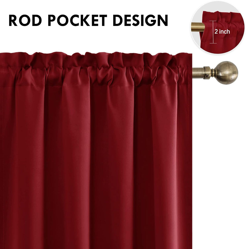 DWCN Christmas Burgundy Room Darkening Blackout Curtains - Thermal Insulated Privacy Energy Saving