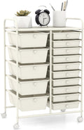 GOFLAME 15-Drawer Rolling Storage Cart, Multipurpose Movable Organizer Cart, Utility Cart for Home