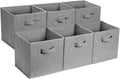 Amazon Basics Collapsible Fabric Storage Cube Bins Organizer with Handles, Sturdy, Gray