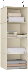Hanging Closet Organizer, Easy Mount Foldable 4-Shelf Hanging Closet Wardrobe Storage Shelves