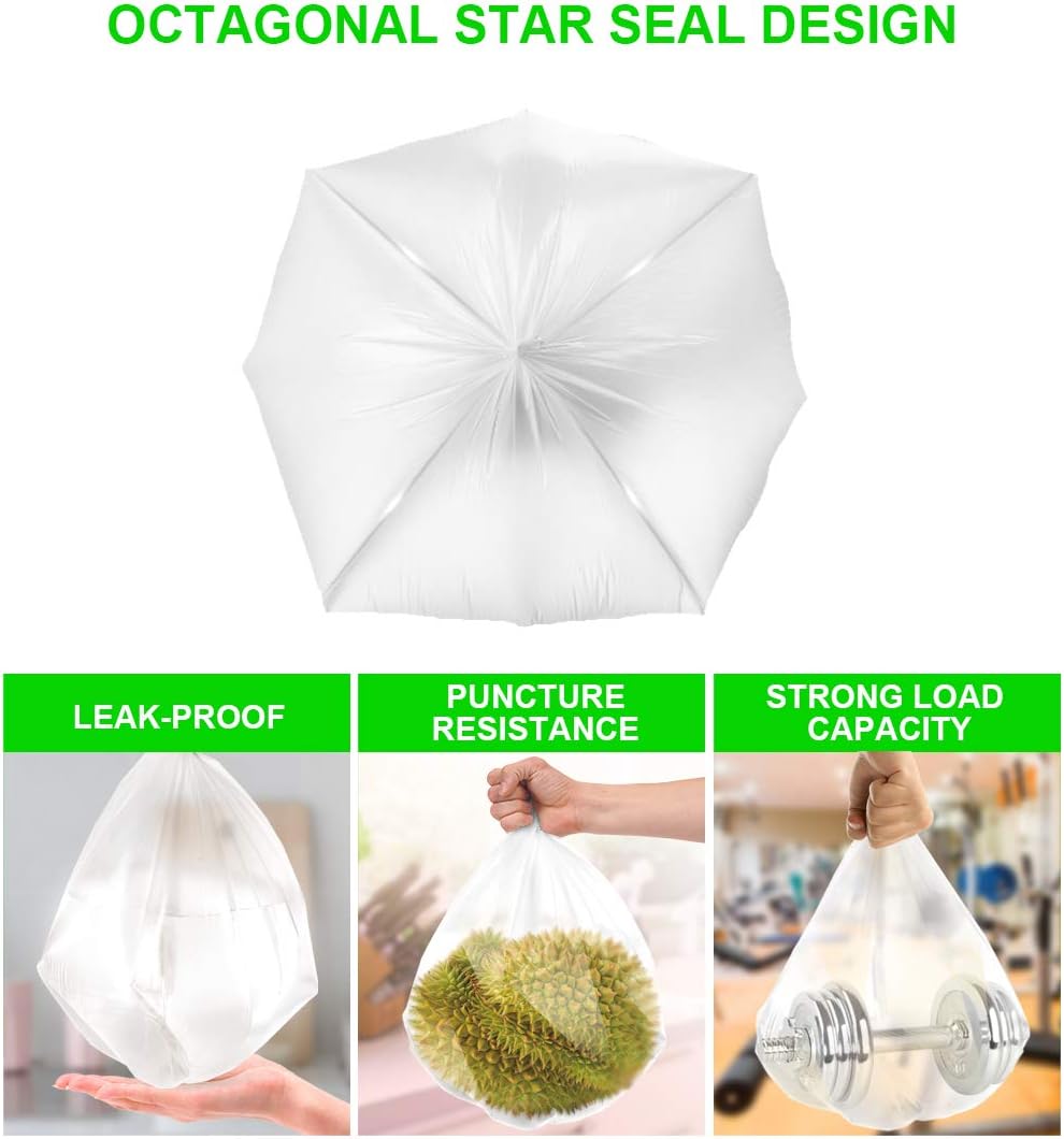 FORID 1.2 Gallon Garbage Bags, 220 Count, Small, Clear –Wastebasket Bin Liners for Bathroom