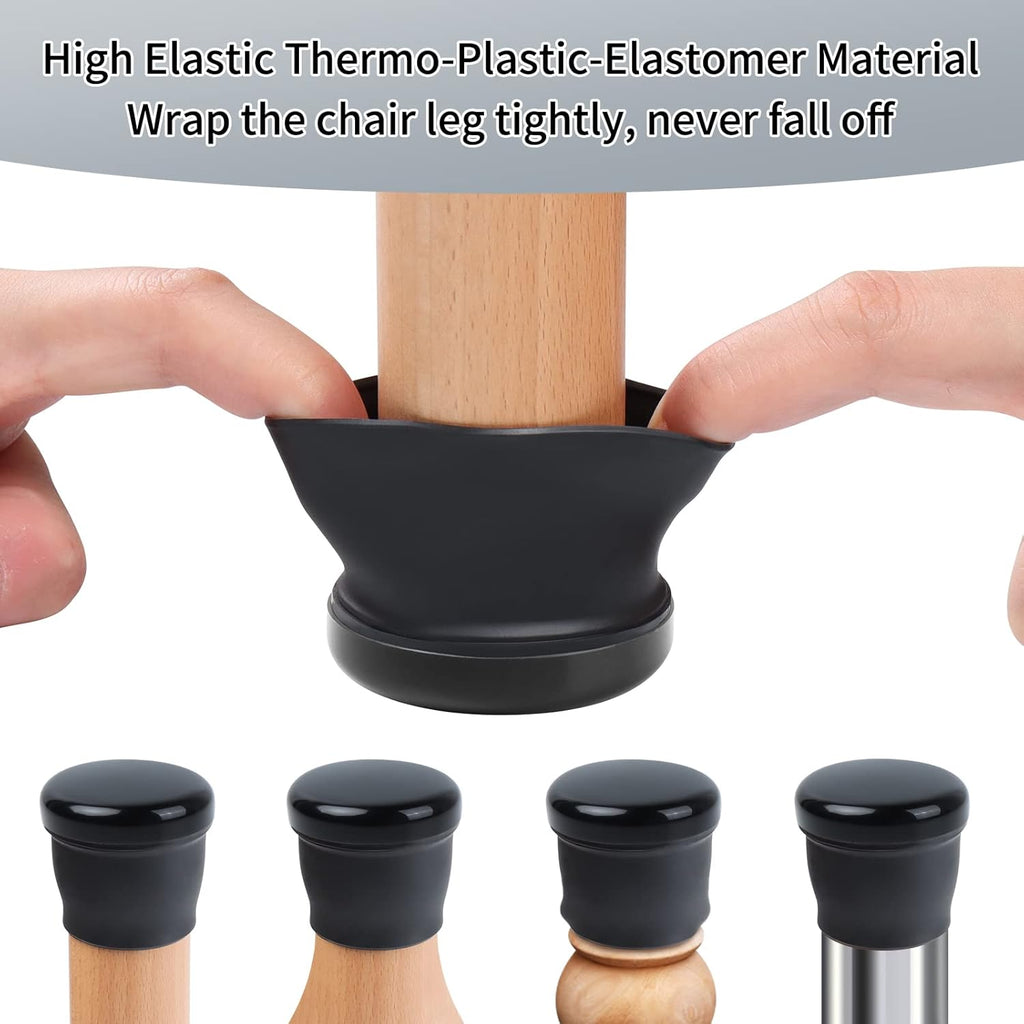Ezprotekt 24 Pcs Large Black Chair Leg Sliders for Carpet, Round Chair Glides for Rug, Teflon