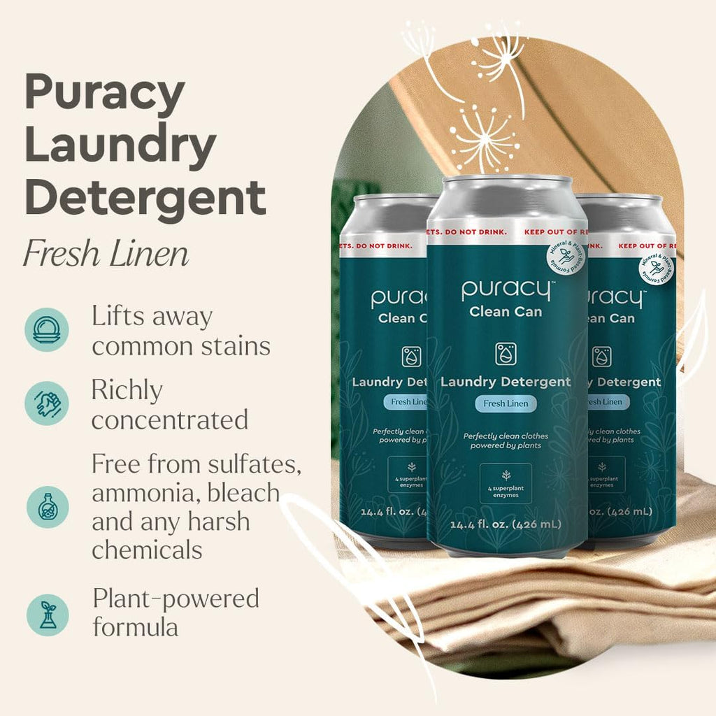 Puracy Liquid Laundry Detergent Clean Can Refill - Enzyme-Powered Liquid Laundry Detergent