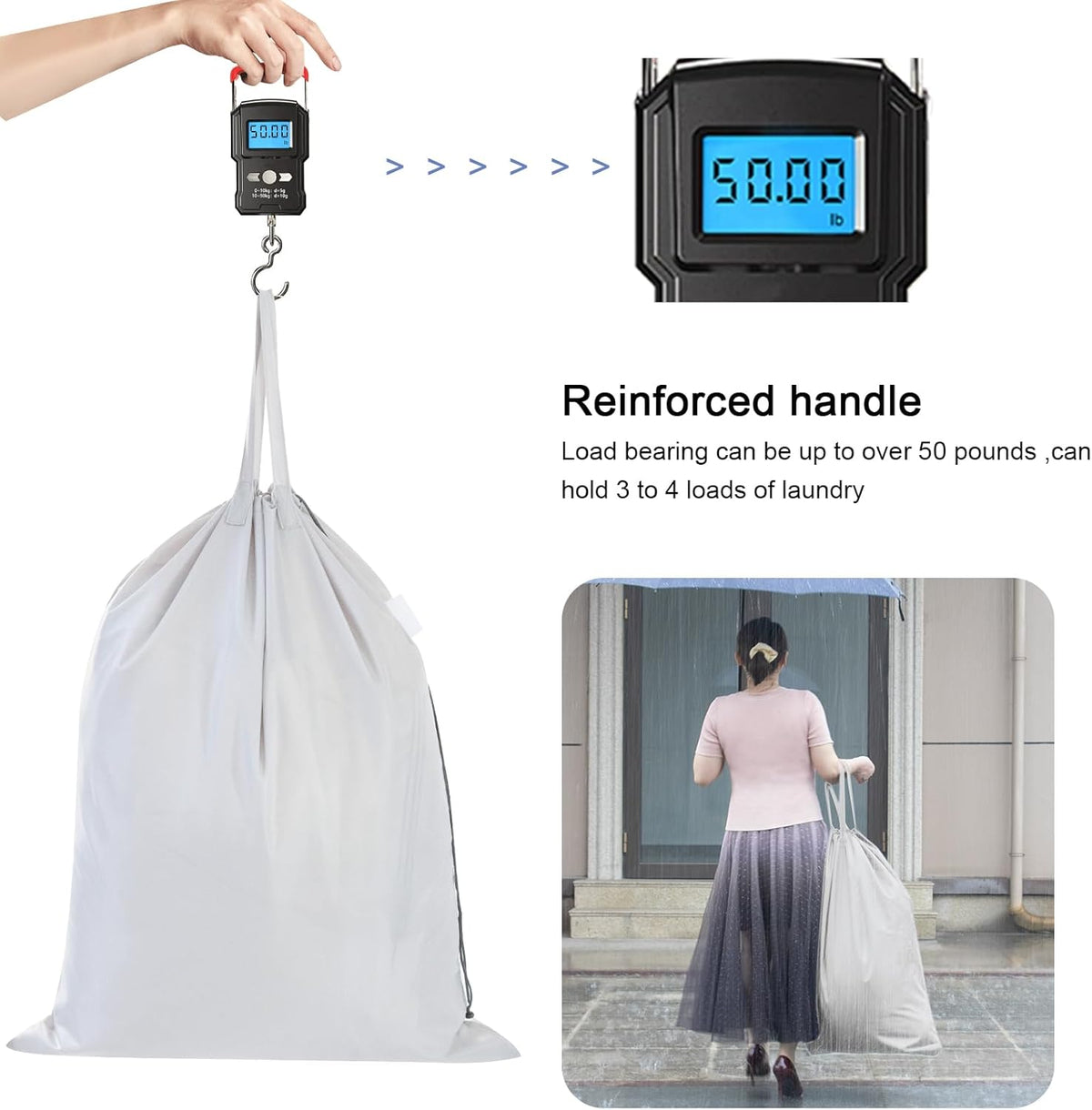 Polecasa Heavy Duty Large Laundry Bag with 130gsm Tear Resistant Fabric and Handles, Easy to Carry