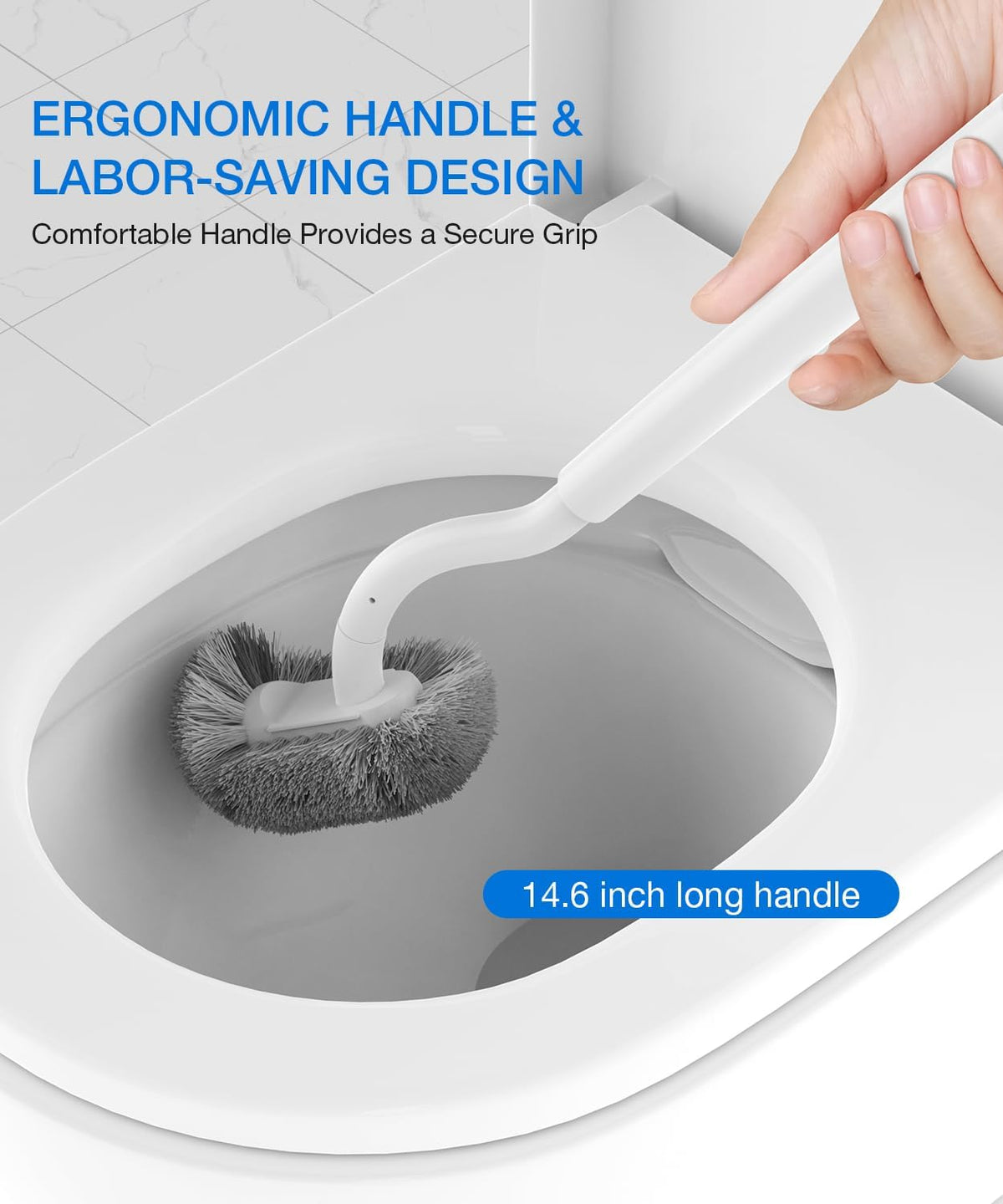 Toilet Bowl Brush and Holder, OSCIOSS Toilet Brush Set with Ergonomic Design, Compact Size, Durable