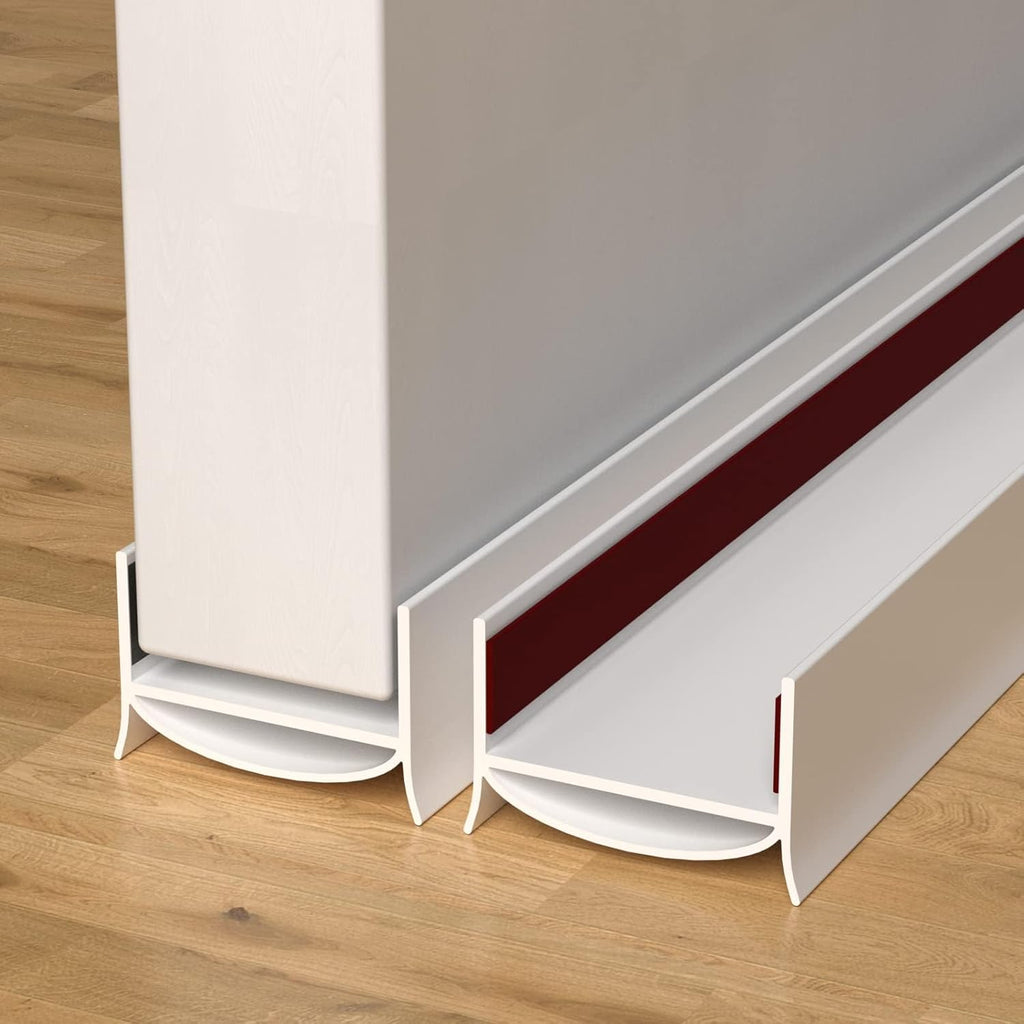 Door Draft Stopper, Strong Adhesive Door Sweep for Exterior and Interior Doors, 39” Length Cuttable
