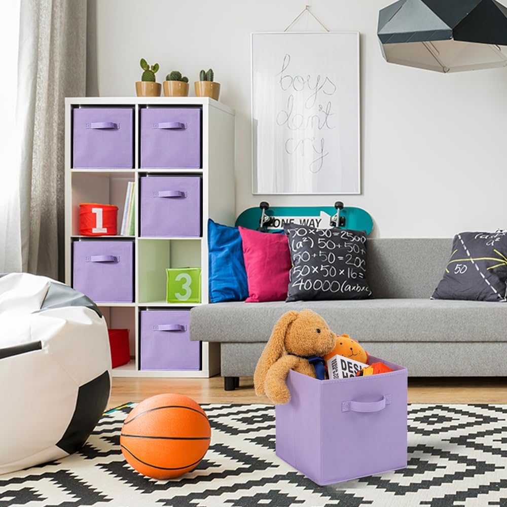 Stero Fabric Storage Bins 6 Pack Fun Colored Durable Storage Cubes with Handles Foldable Cube