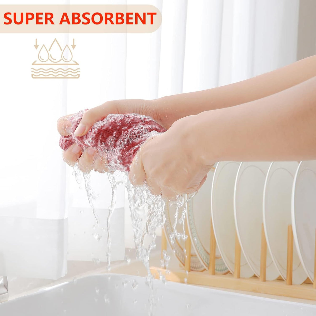 Homaxy 100% Cotton Waffle Weave Kitchen Dish Cloths, Ultra Soft Absorbent Quick Drying Dish Towels