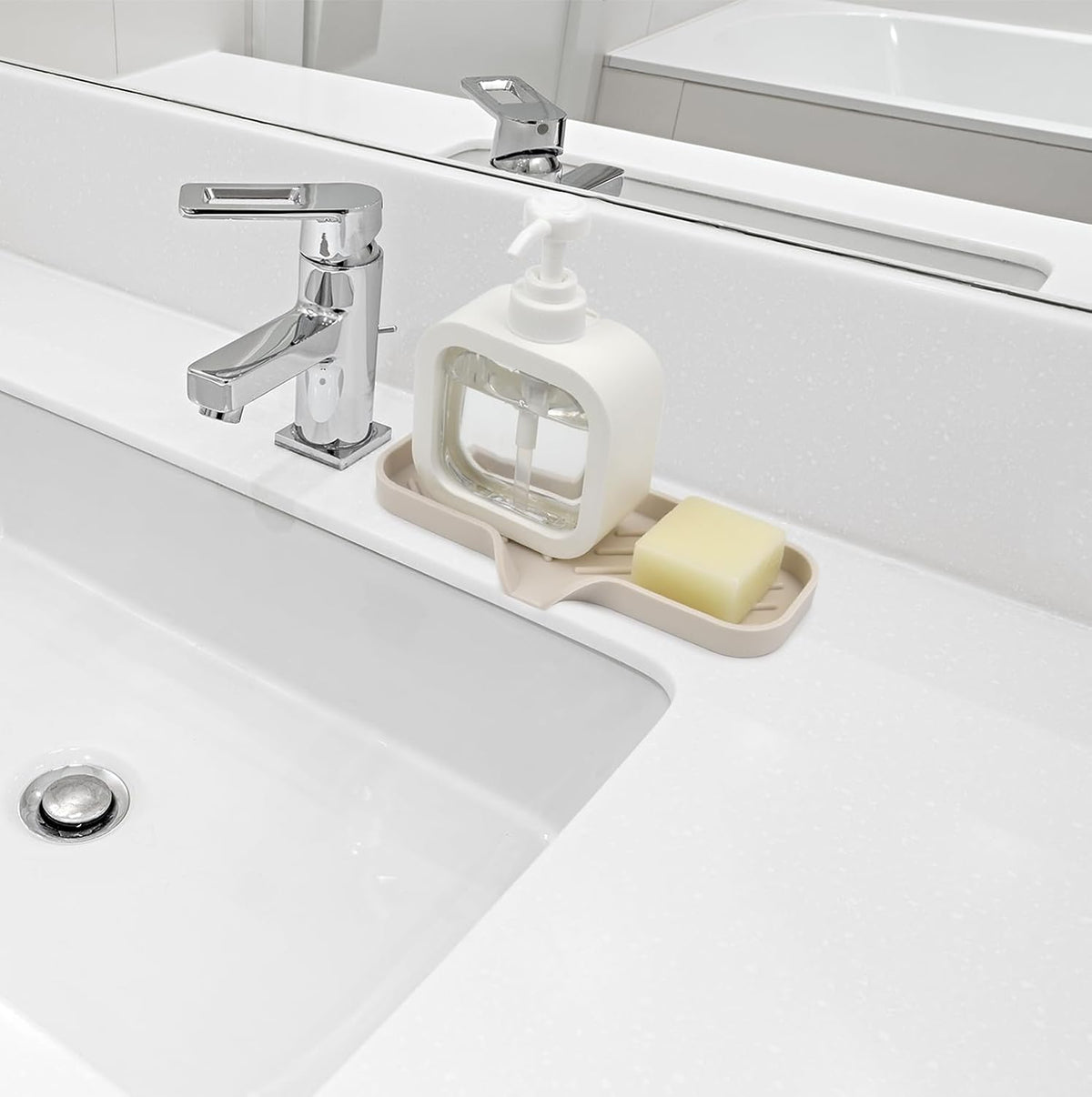 YASMEN Silicone Bathroom Soap Dishes, Sink Sponge Holder for Kitchen, Rubber Soap Dish with Drain
