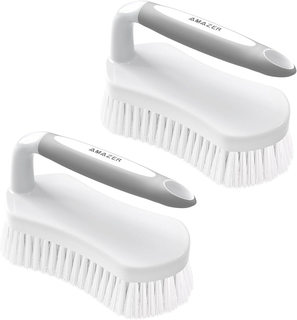 Amazer Scrub Brush for Cleaning Comfort Grip Shower Scrubber Flexible Stiff Bristles with Handle