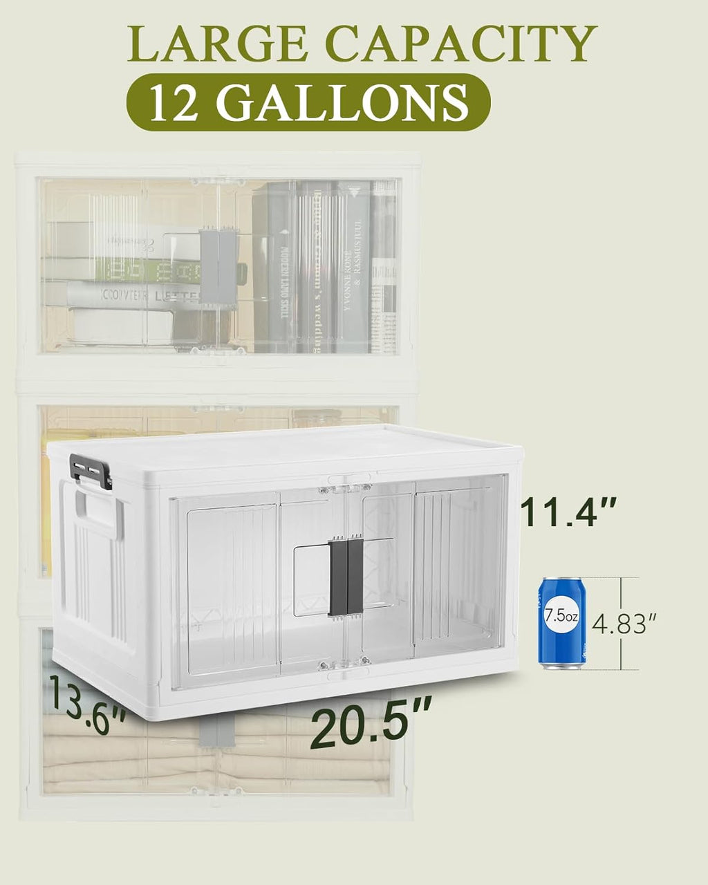 OlarHike 48QT Lockable Storage Bins with Lids - Folding Storage box with Doors and Wheels