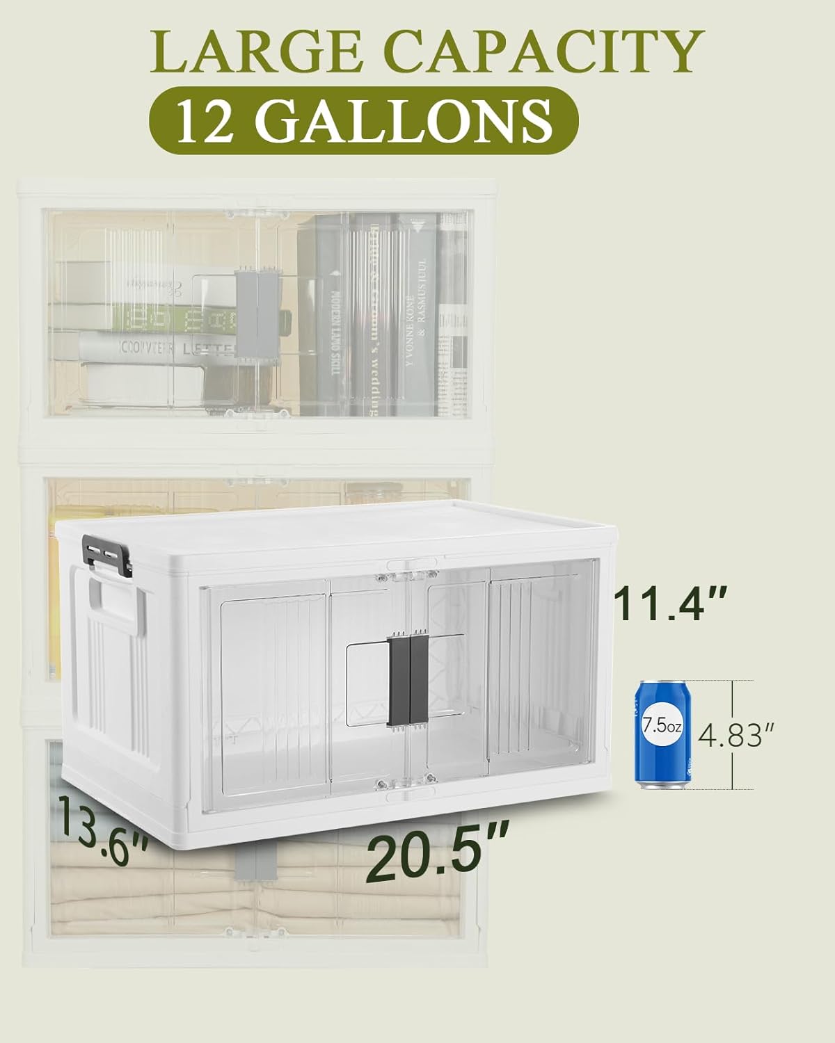 OlarHike 48QT Lockable Storage Bins with Lids - Folding Storage box with Doors and Wheels