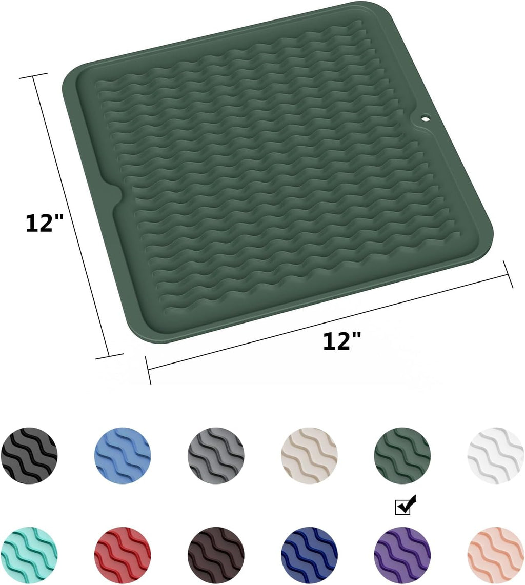ZLR Silicone Dish Drying Mat for Kitchen Counter, Eco-Friendly Fast Dry Dish Mat, Easy Clean Multi