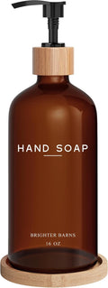 Amber Glass Hand Soap Dispenser Bathroom Set by Brighter Barns - Hand Soap Dispenser for Kitchen