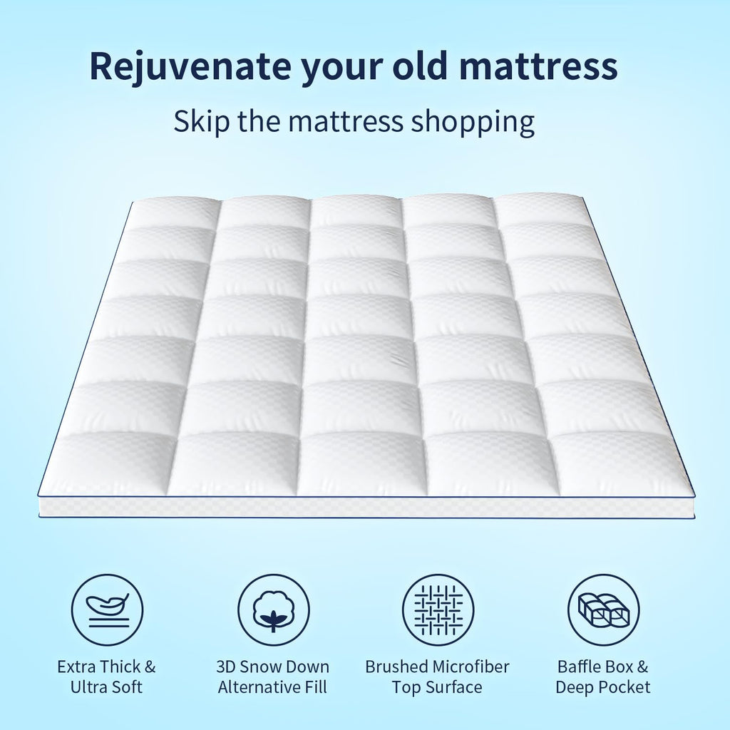 Mattress Topper California King Mattress Pad Cover Mattress Protector with 8-21 Inch Deep Pocket