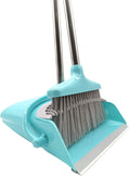Extendable Long Handle Broom and Dustpan Set, Stainless Lightweight Upright Standing Broom and