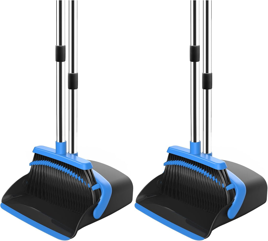 NACENA Broom and Dustpan Set, 52-in Long Adjustable Handle Broom Dustpan Combo with Dustpan Teeth