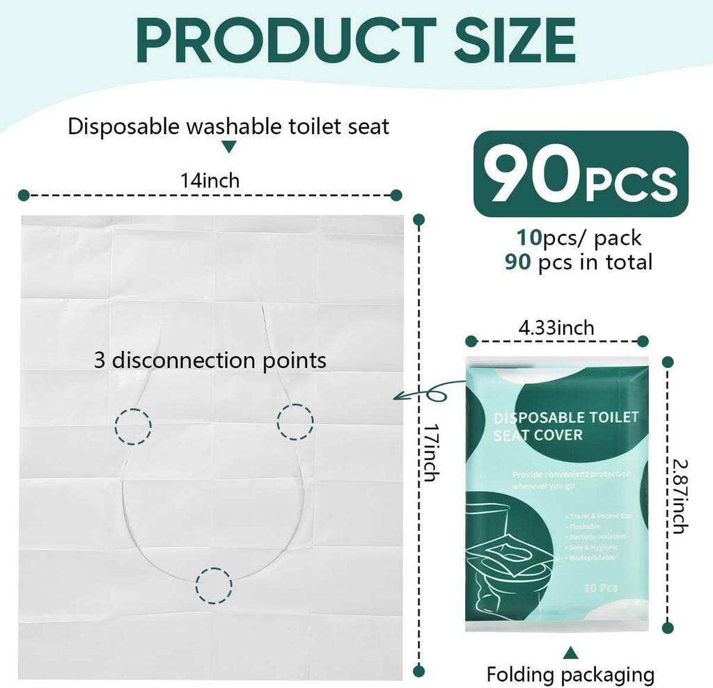 90 Pcs Disposable Flushable Paper Toilet Seat Covers Travel Supplies Essentials for Airplane