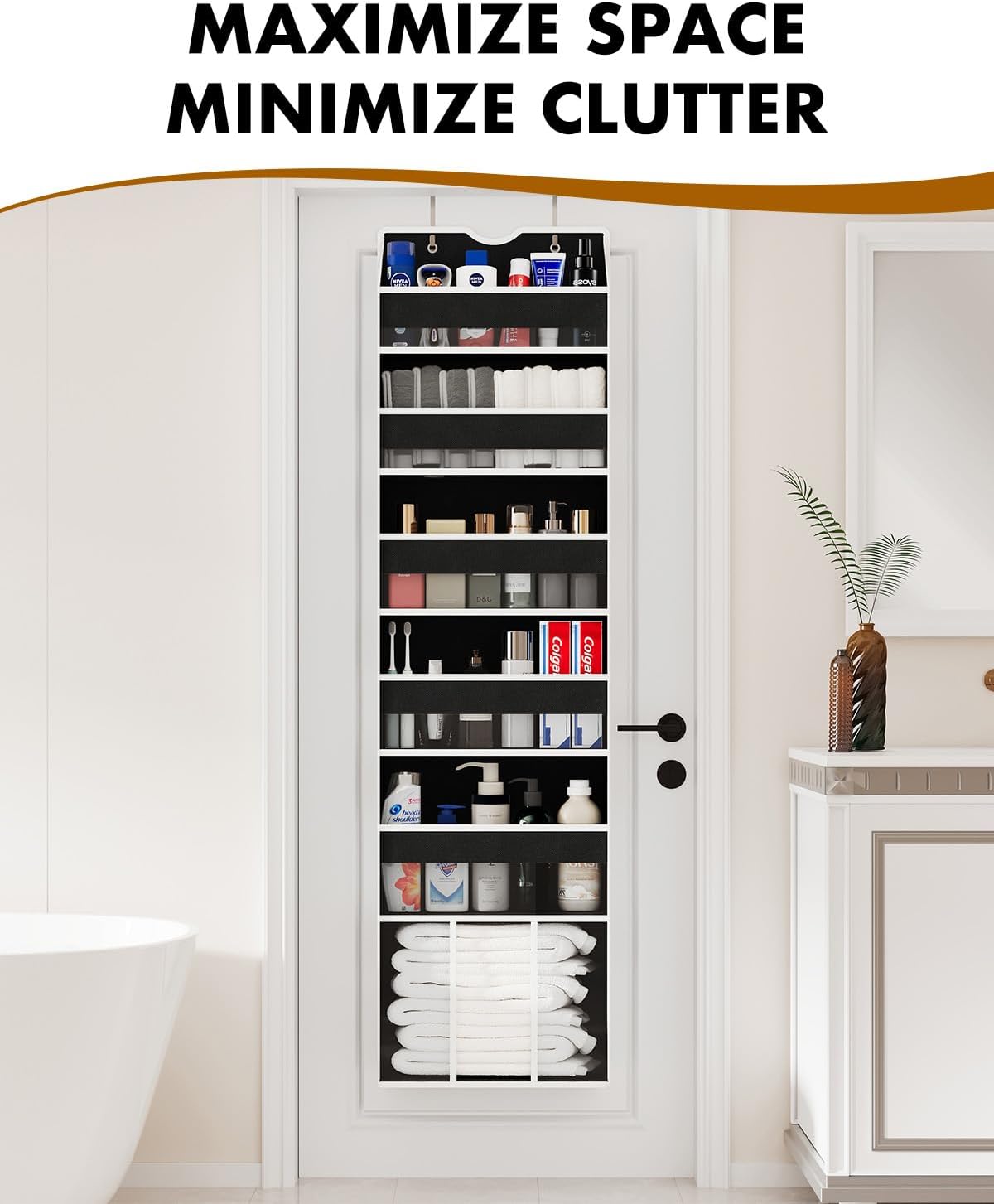 Over The Door Organizer Storage - 50lb Heavy Duty 6 Shelf Over Door Organizer Hanging Space Saving