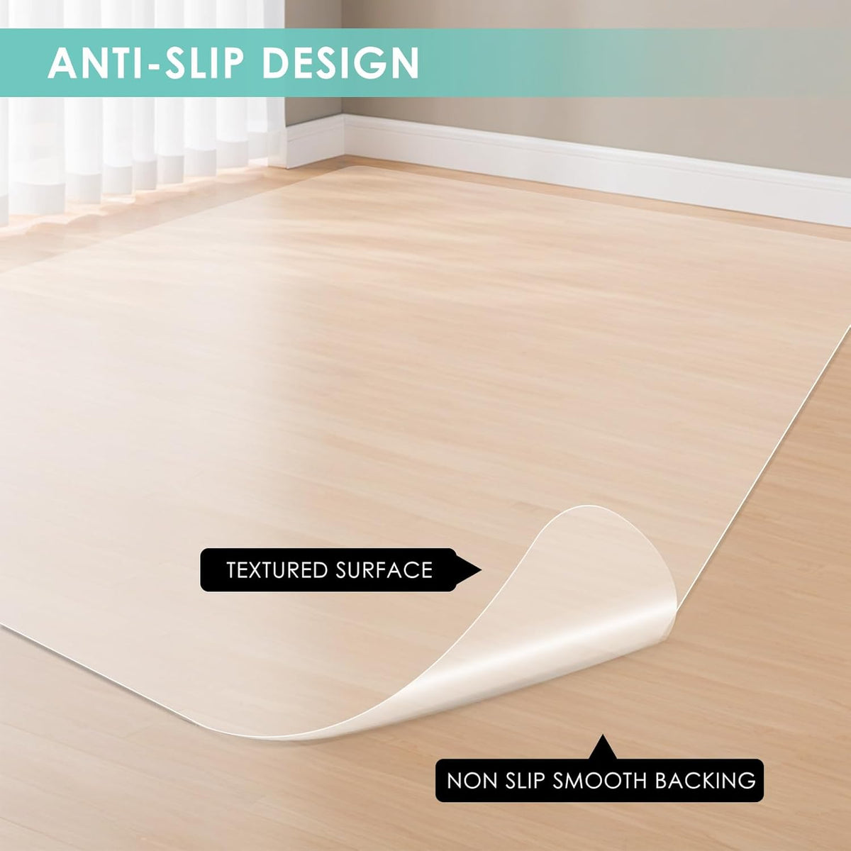 Vicwe Office Chair Mat for Hard Floor, 60"x48" Anti-Slip PVC Computer Chair Mat, Easy Glide for