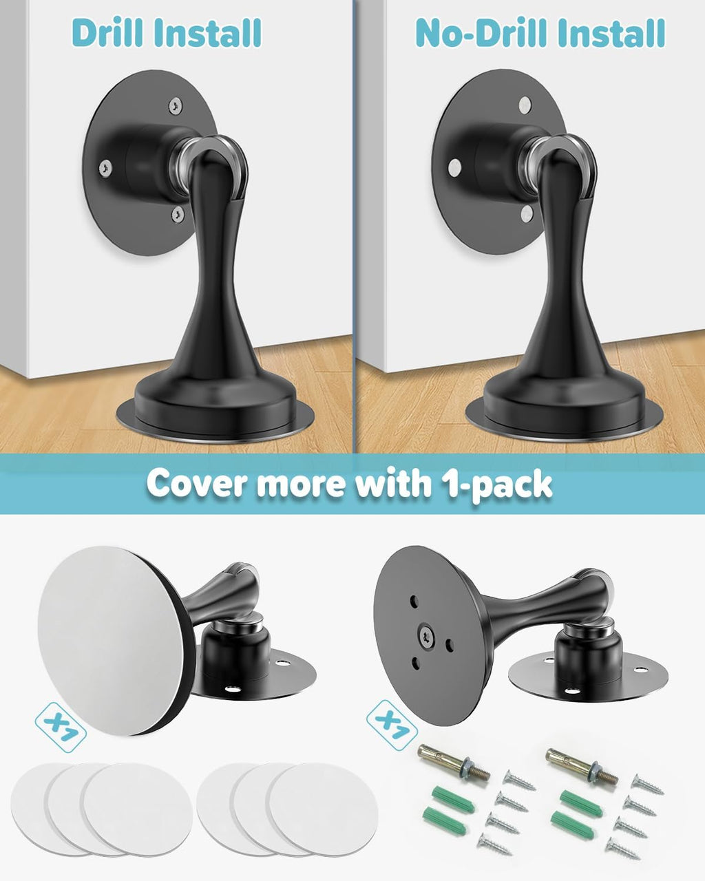 Door Stoppers Magnetic Door Catch - 1 Pack Stainless Steel Heavy Duty Door Stops for Bottom of
