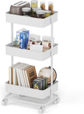 3 Tier Modern Metal Rolling Tool Cart with Silent Casters, 17.72×12.40×35.04 inch Heavy Duty