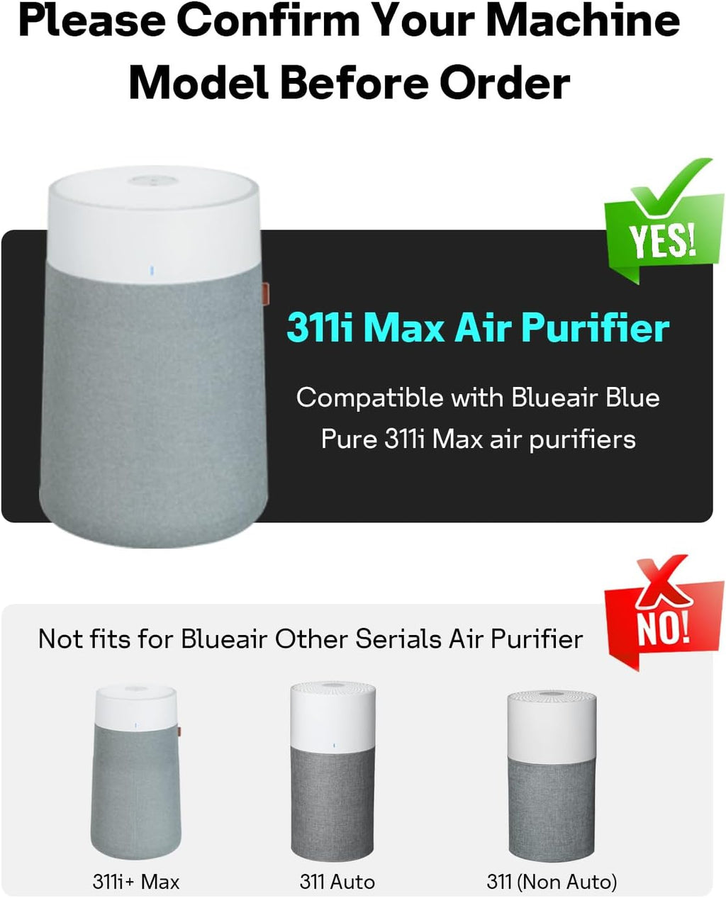 Leemone 2 Pack Blue Pure 311i Max Replacement Filter Compatible with Blue Pure 311i Max Air