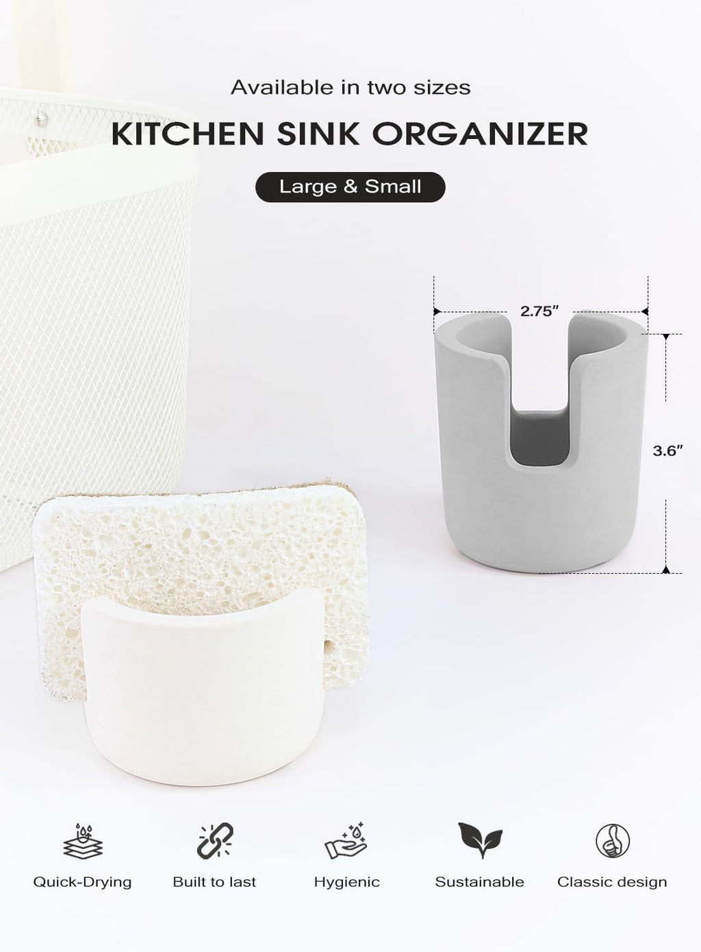 Diatomite Stone Sponge Holder, Quick Dry Dish Sponge Stand for Countertop, Fast Dry Diatomaceous