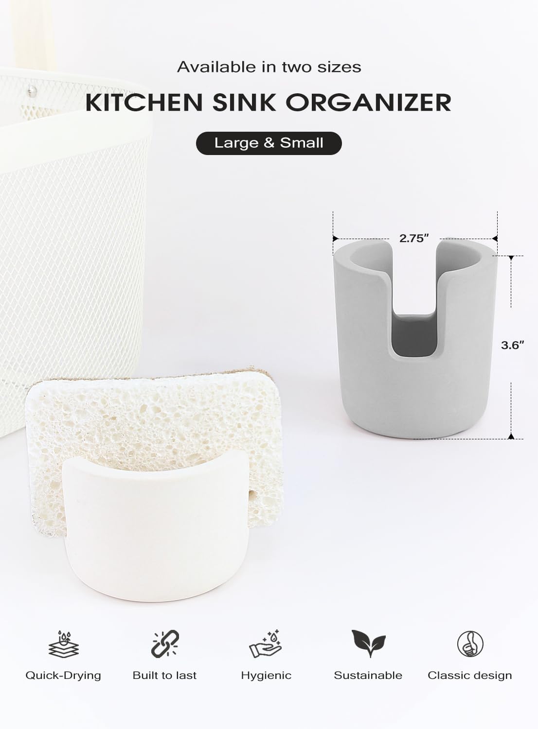 Diatomite Stone Sponge Holder, Quick Dry Dish Sponge Stand for Countertop, Fast Dry Diatomaceous