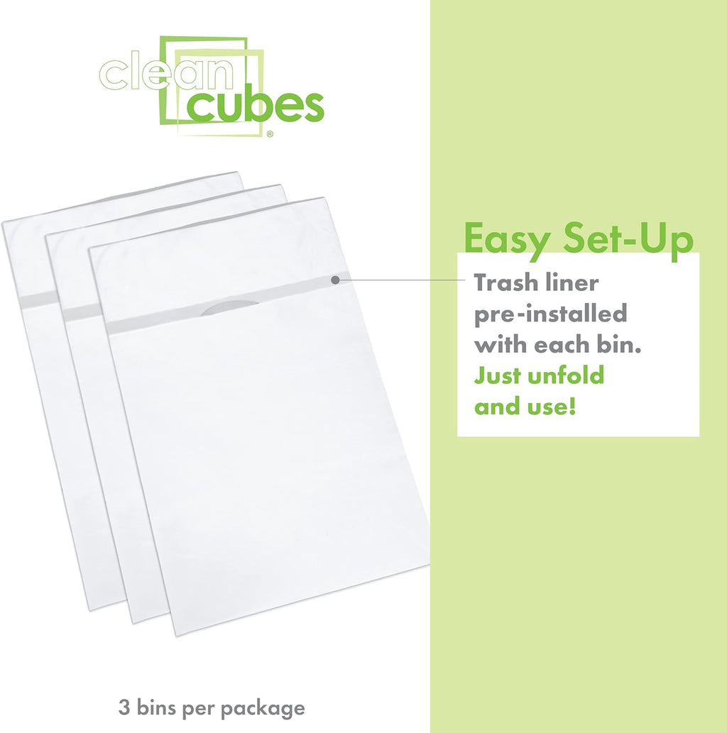 30 Gallon Disposable Pop-Up Trash Cans (3-Pack) with Fitted Bags – Foldable Garbage & Recycling