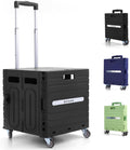 Folding Utility Cart Black Portable Rolling Crate Handcart Foldable Shopping Trolley Collapsible