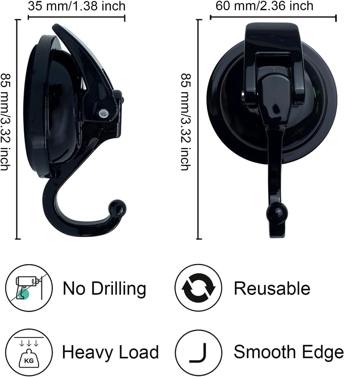 Heavy Duty Suction Cup Hooks for Shower, Bathroom Robe, Garland Decoration - Vacuum Glass Hooks