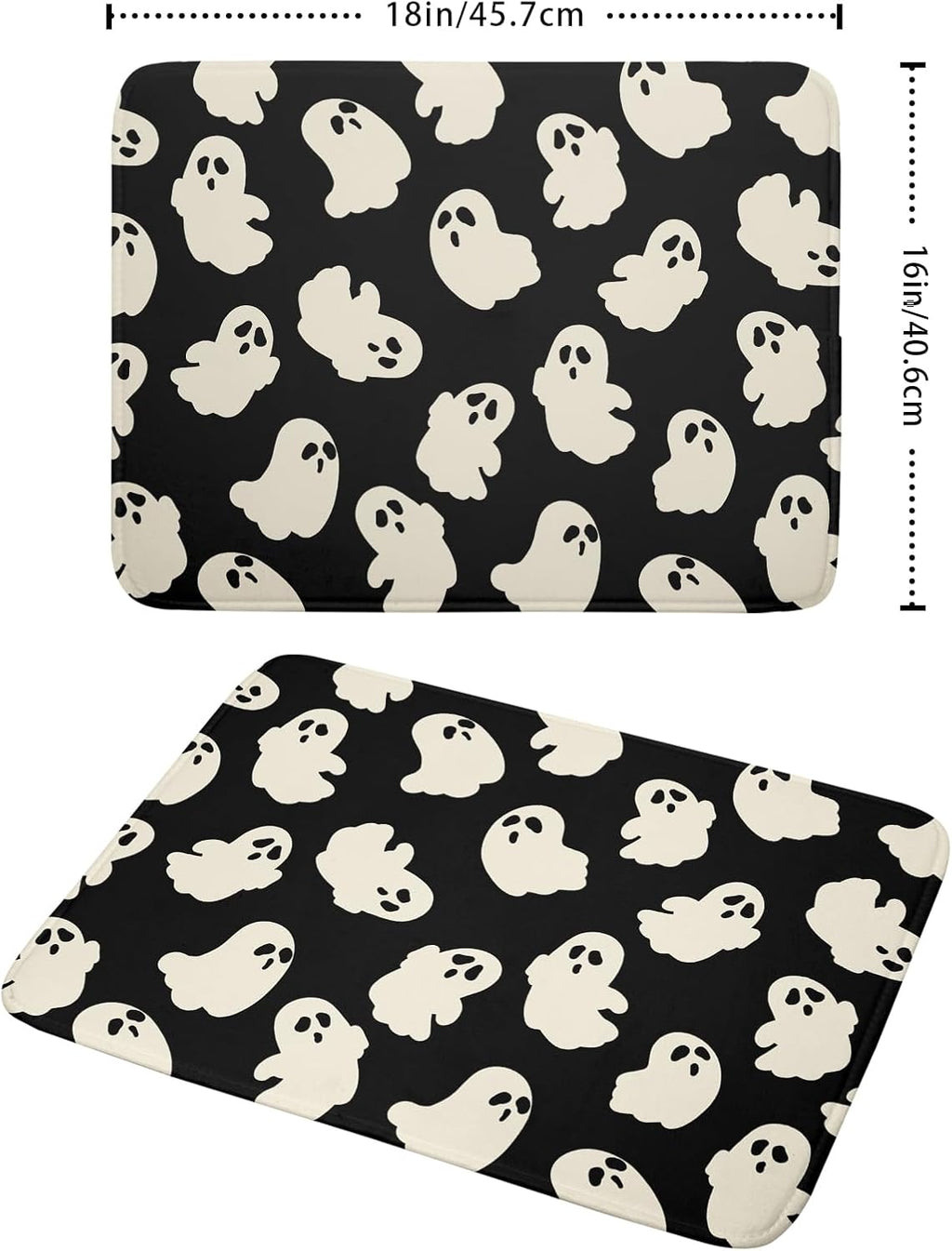 Halloween Ghost Dish Drying Mat 16X18 Inch Spooky Halloween Drying Mat for Kitchen Counter Black