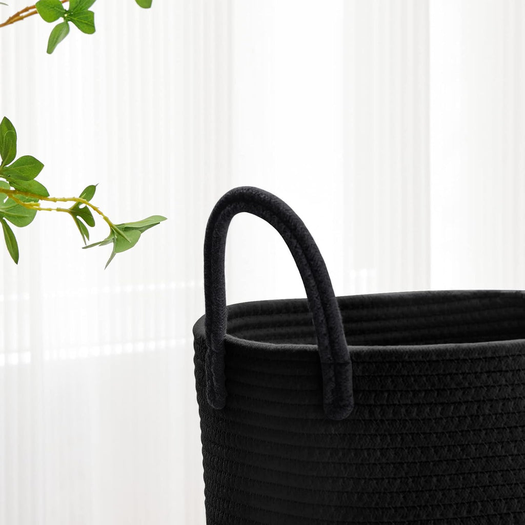 VIPOSCO Large Laundry Hamper, Tall Woven Rope Storage Basket for Blanket, Toys, Dirty Clothes in