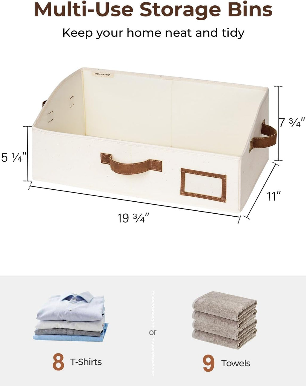 StorageWorks Closet Storage Bins, Trapezoid Organizer Box for Shelves, Fabric Clothes Bin, Foldable