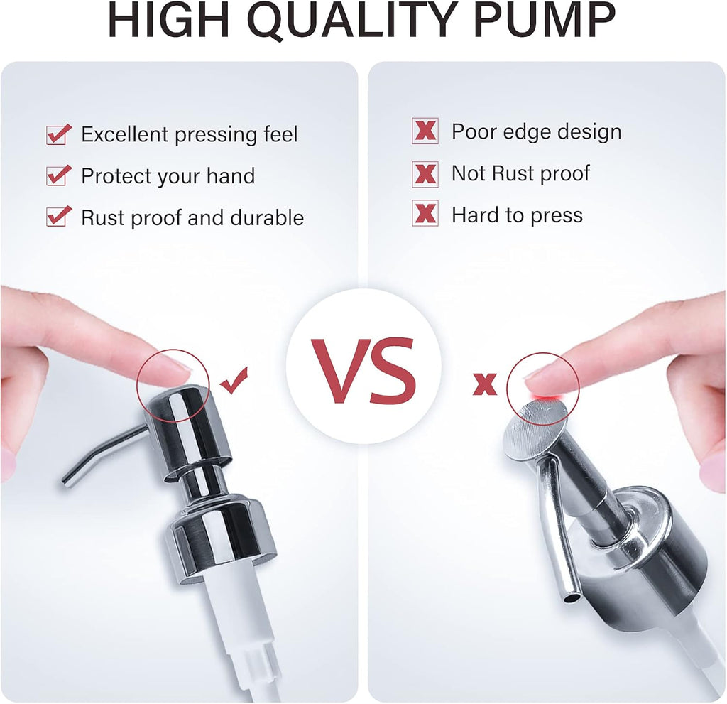 Clear Glass Soap Dispenser 18 oz, 2 Pack Hand Dish Soap Dispensers Bathroom with Stainless Steel