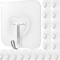 DGYB 20 Pcs Clear Adhesive Hooks for Hanging 22lb Self Adhesive Wall Hooks Heavy Duty Waterproof