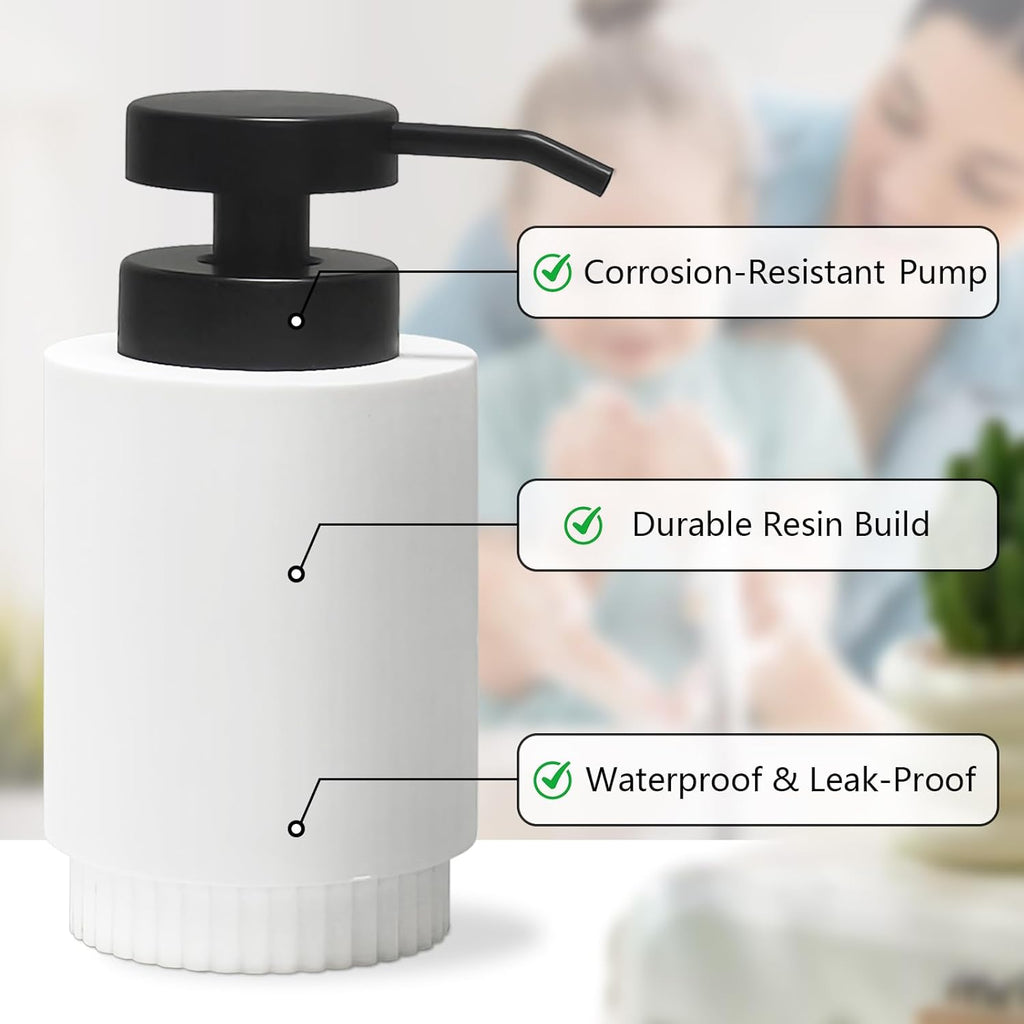 Resin Soap Dispenser for Bathroom, Hand Lotion Liquid Dispenser Easy-to-Press with Reusable Plastic